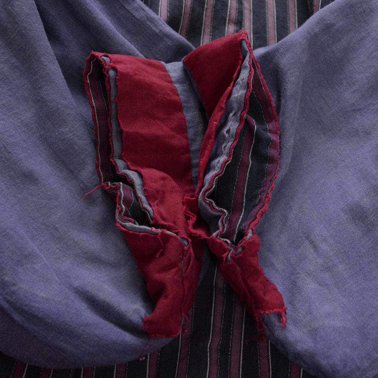 Abrasion at the sleeve end on the reverse side of a vintage Japanese noragi