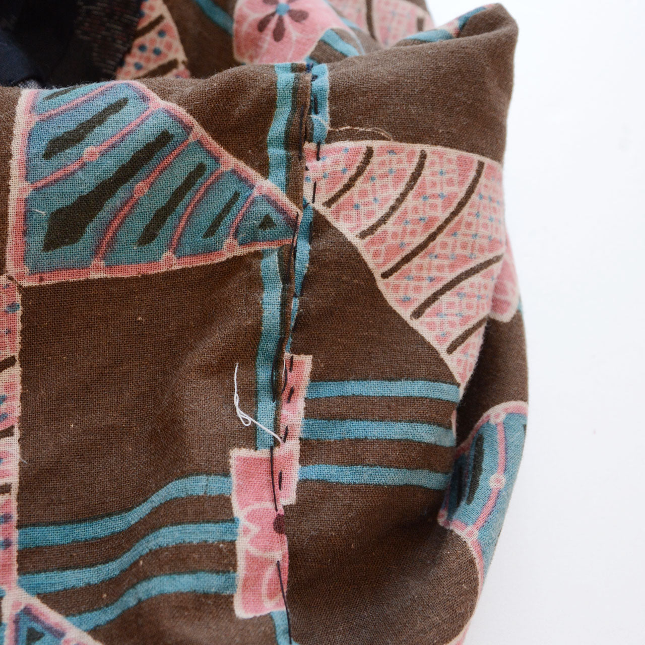 Vintage Japanese noragi jacket, sleeve stitching detail, Showa era