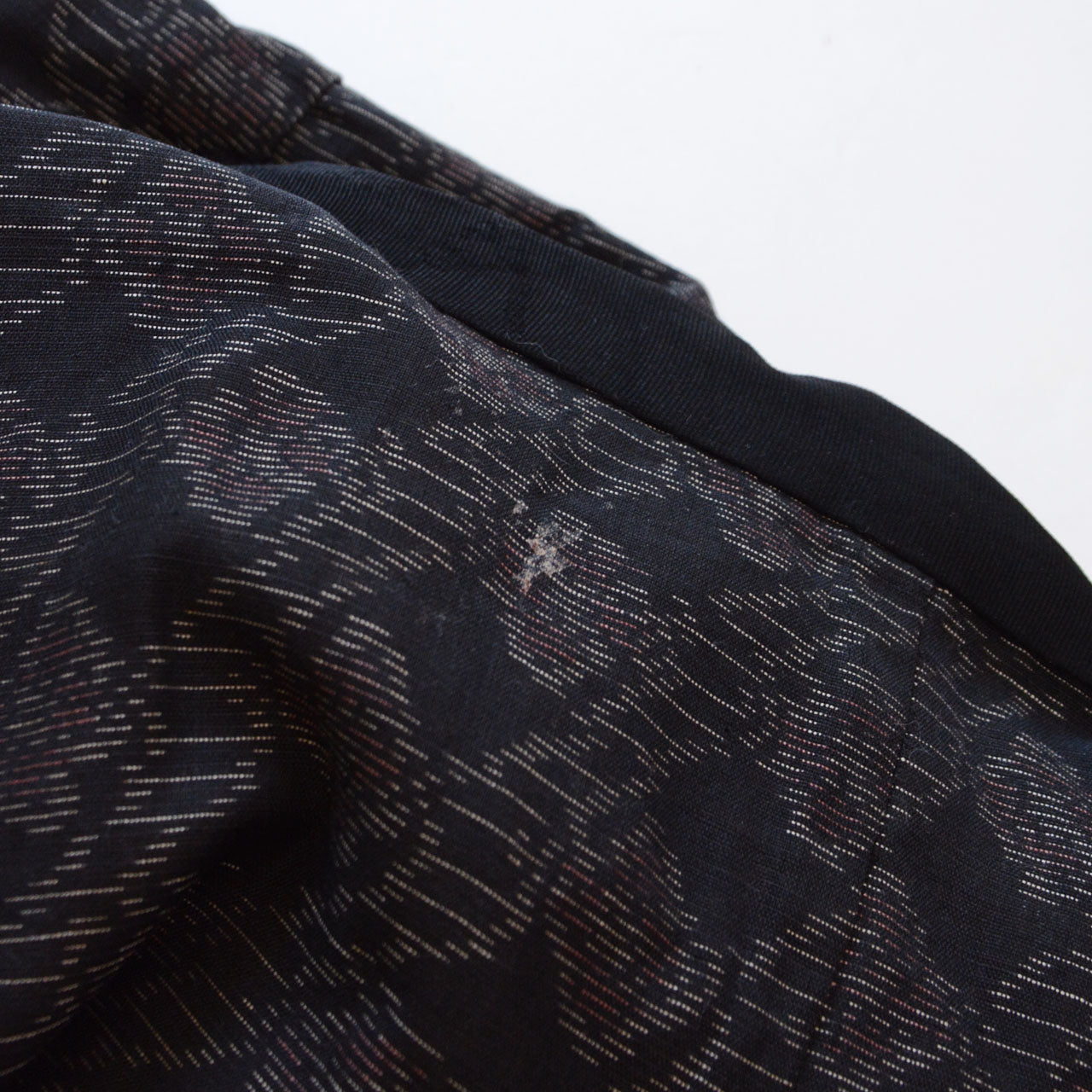 Vintage Japanese noragi jacket, staining and soiling detail, Showa era