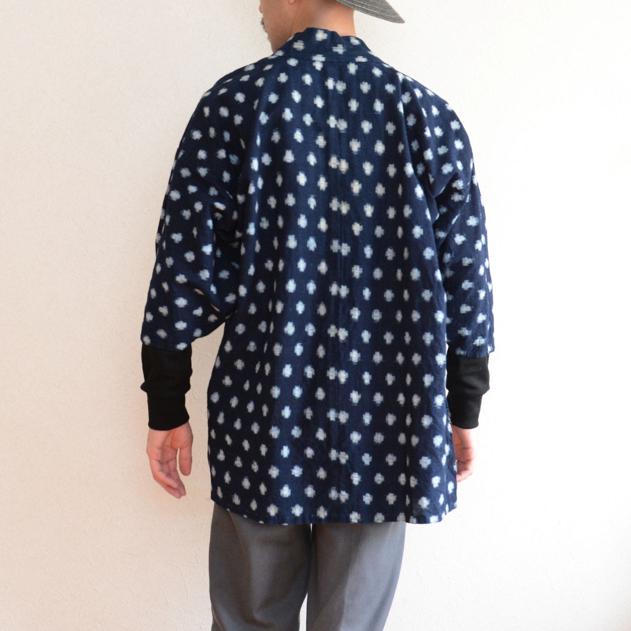 One-of-a-kind Noragi jacket from Japan with traditional motifs.