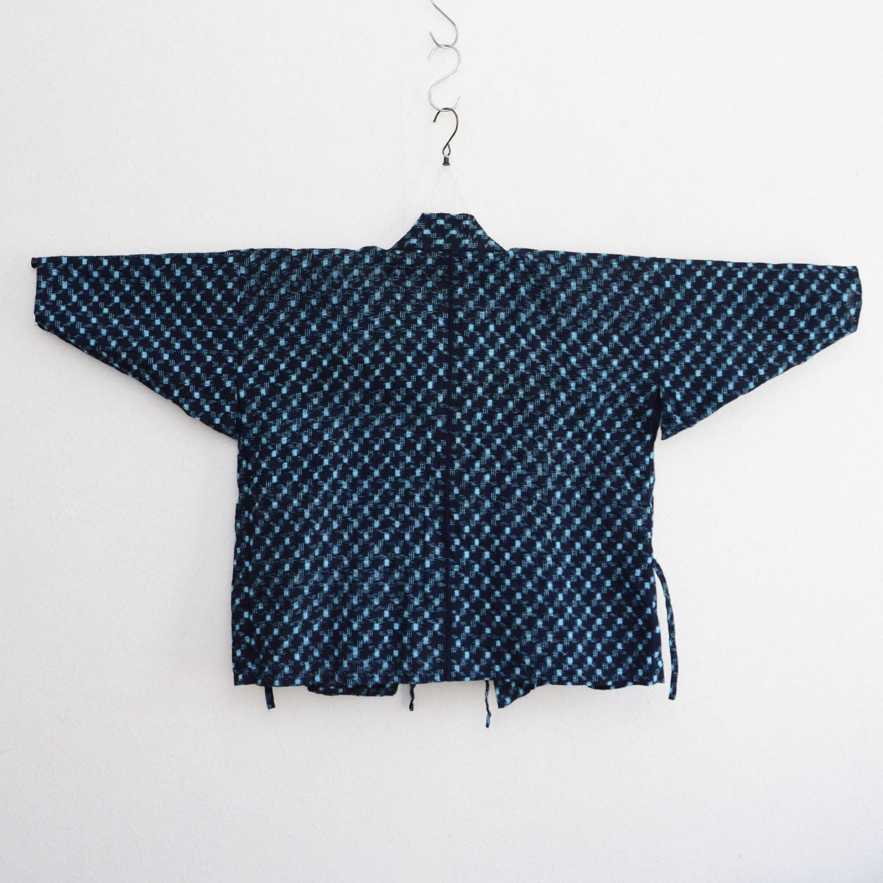 Antique Japanese noragi in indigo-dyed kasuri ikat cotton, Showa era workwear