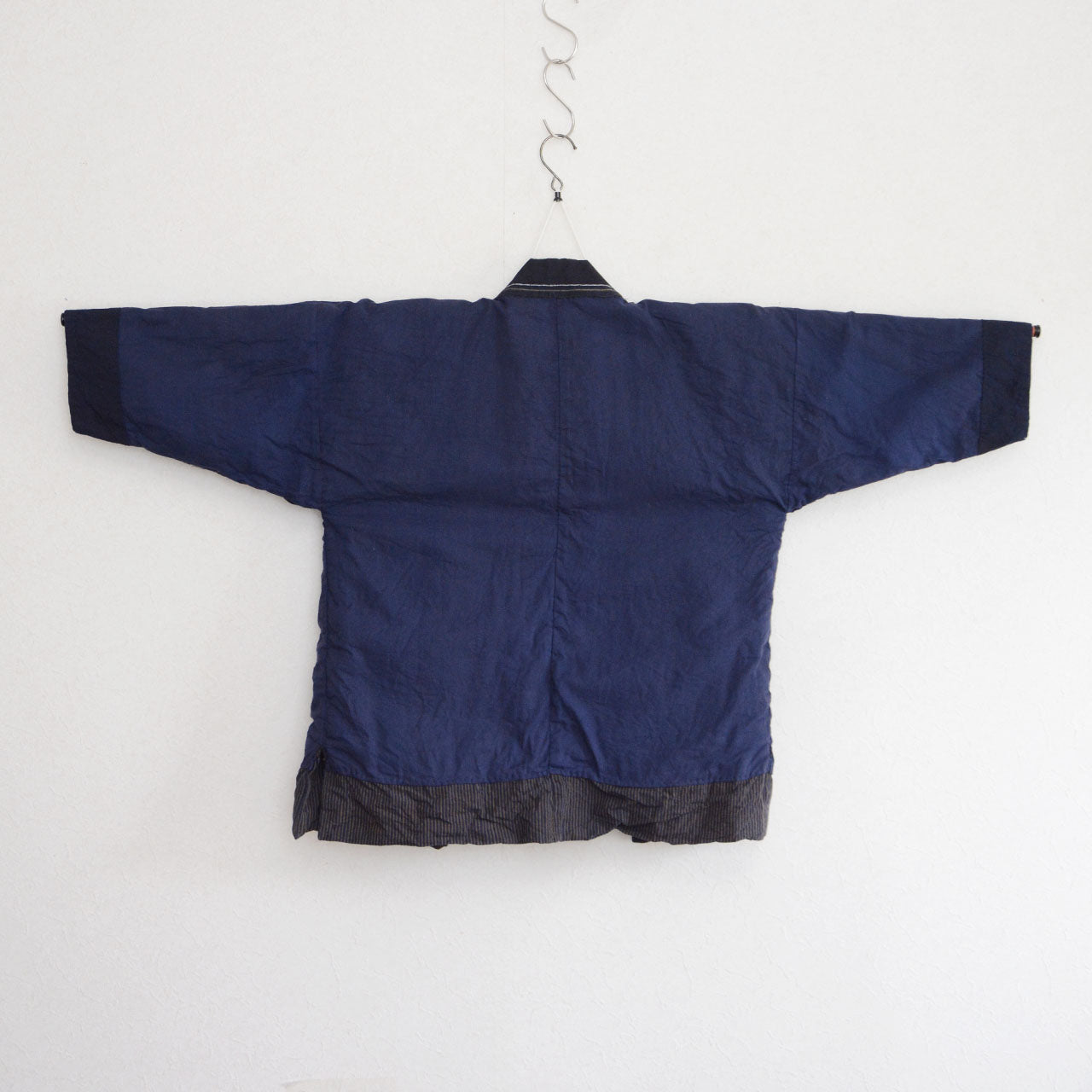 Japanese vintage cotton jacket with timeless indigo stripe design