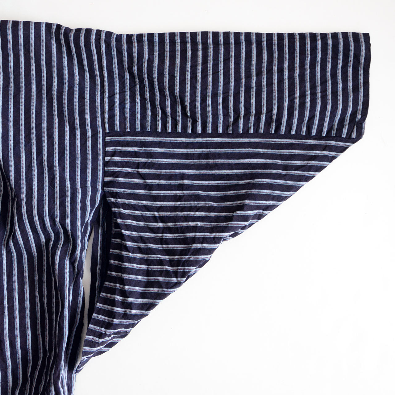Striped cotton Japanese noragi from the Showa period with authentic vintage character