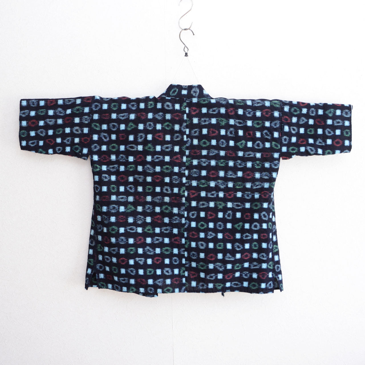 Vintage Japanese workwear noragi jacket featuring kasuri cotton fabric