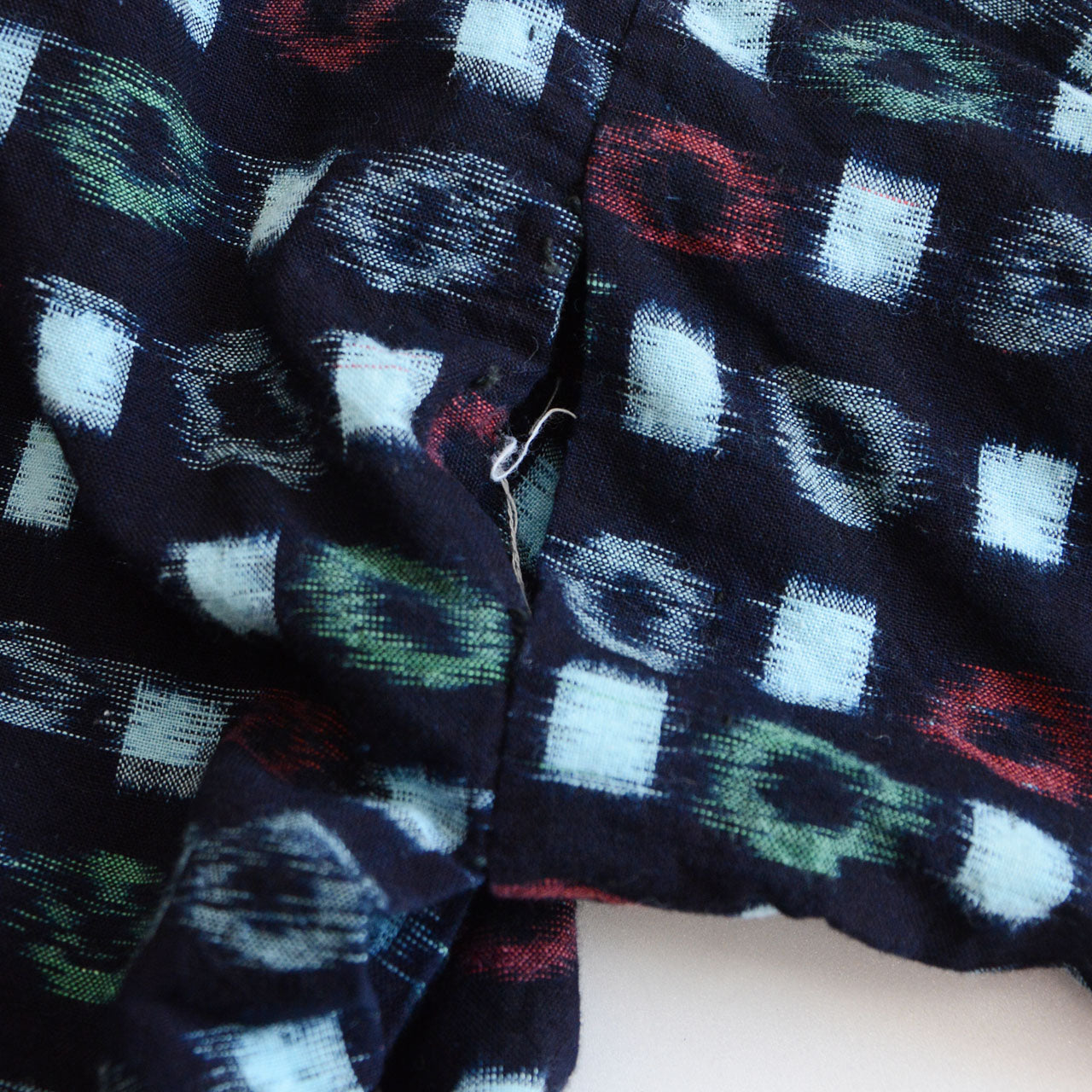 Mid-Showa Japanese noragi jacket constructed from kasuri cotton