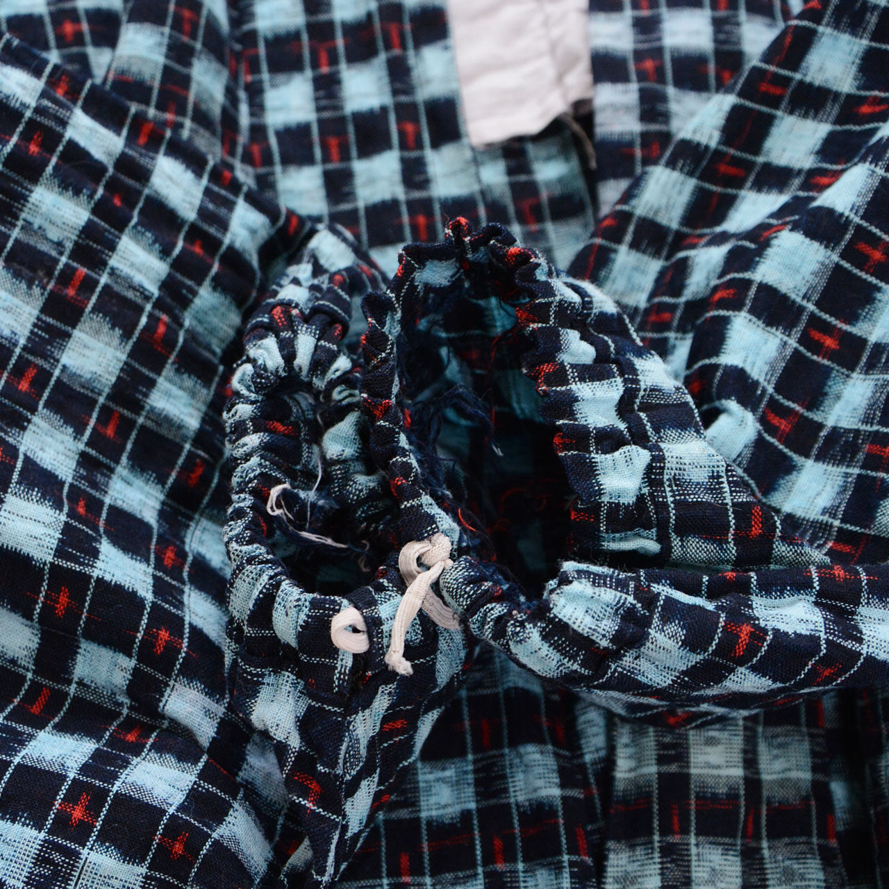 Elasticated cuff detail of vintage Japanese noragi uwappari jacket, mid-Showa era, cotton fabric, sleeve opening