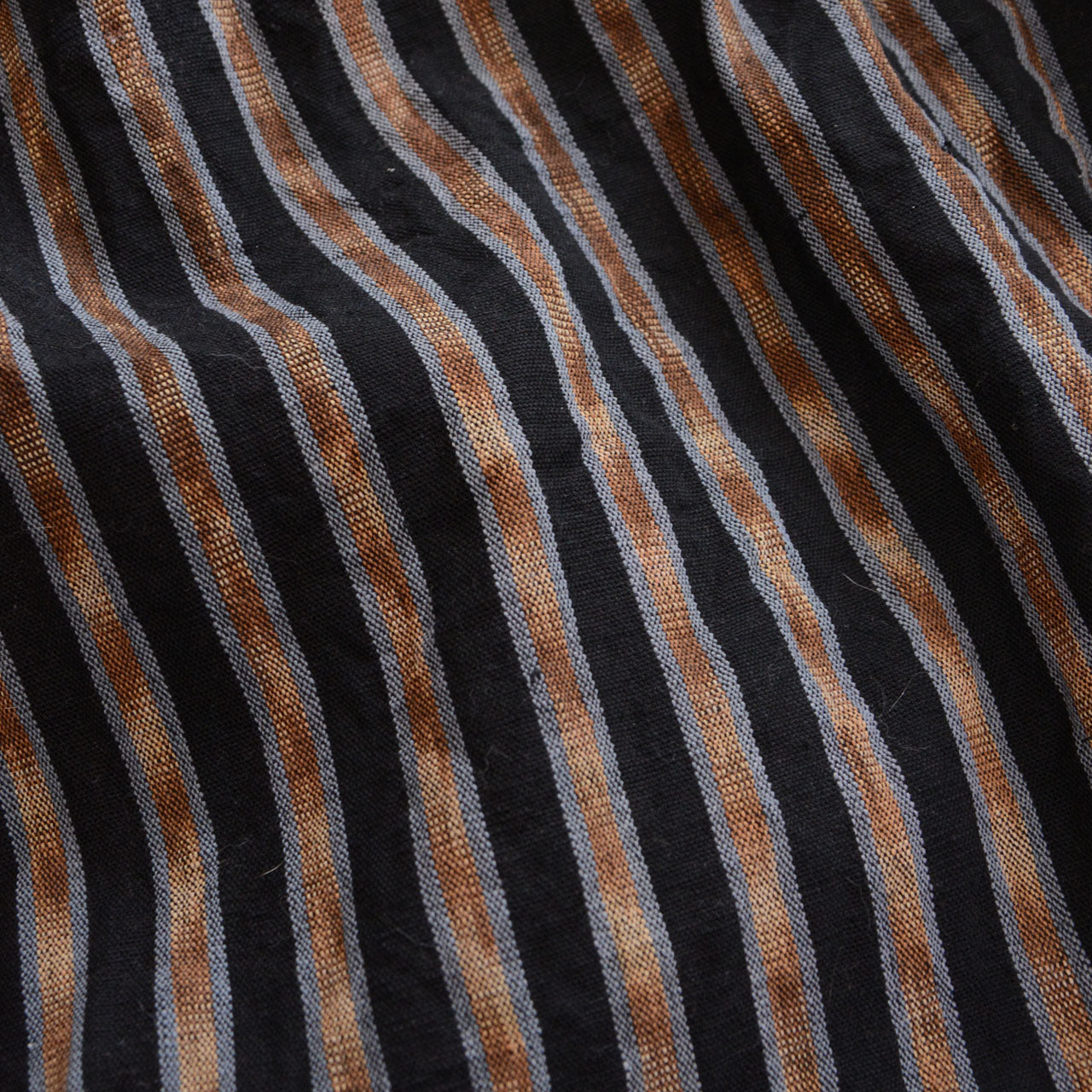 Close-up of gradient stripe cotton fabric — outer side of vintage noragi jacket, mid Showa era, Tohoku, Japan vintage