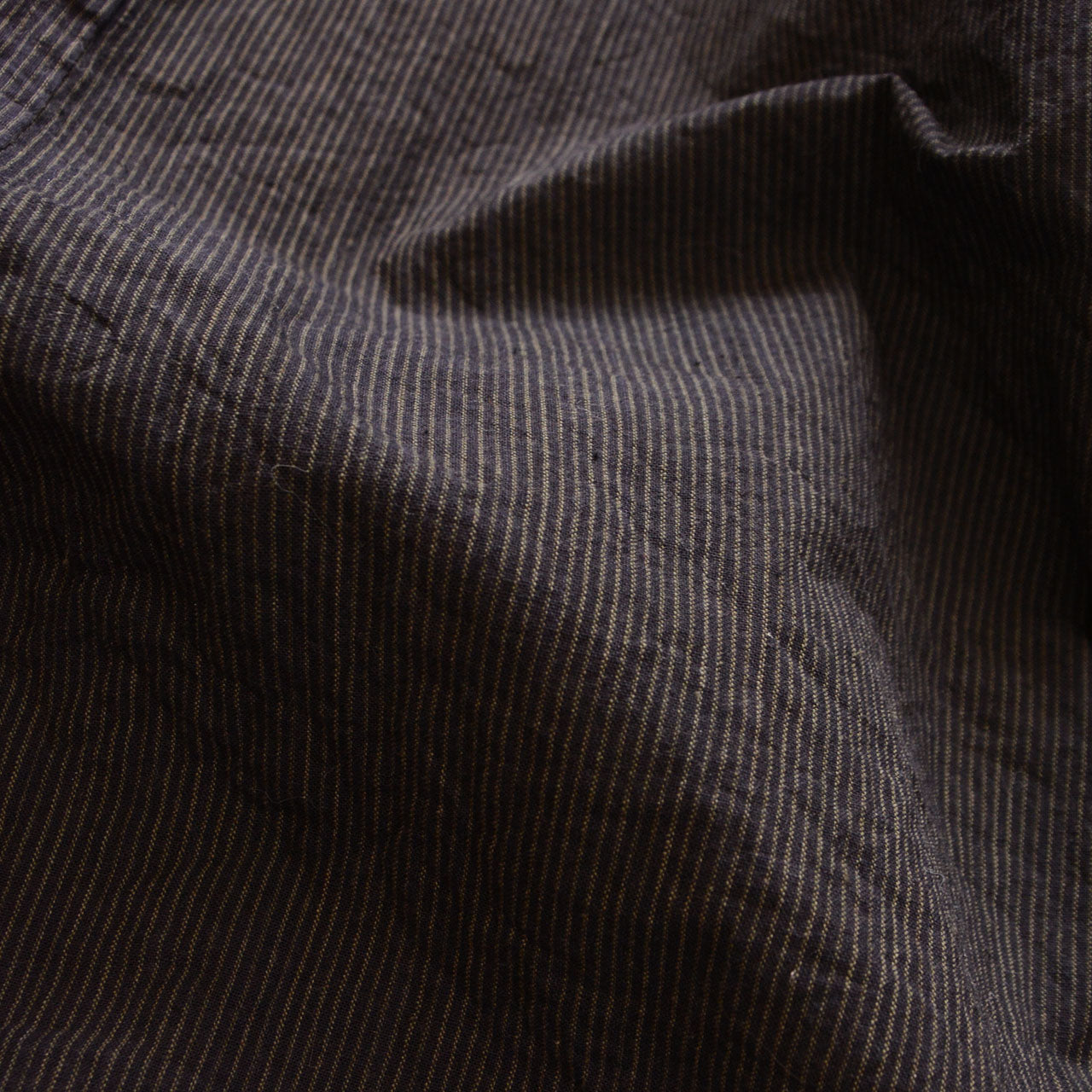 Vintage Japanese noragi work jacket, striped cotton fabric close-up, mid-Showa era Tohoku