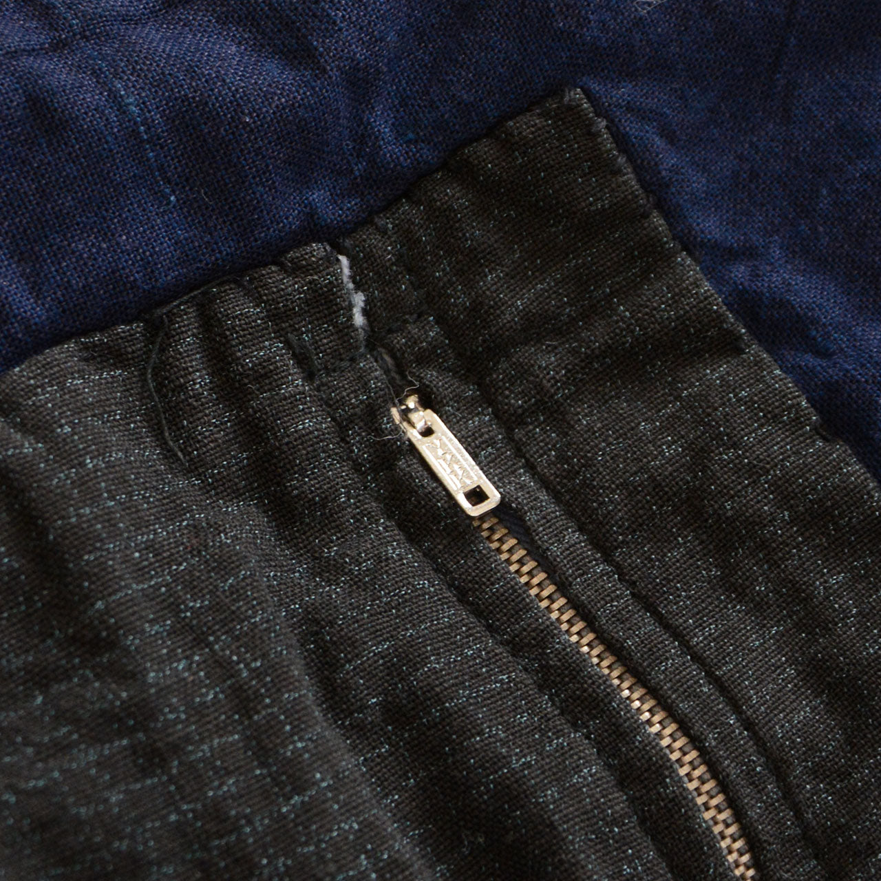 Vintage Japanese noragi work jacket, YKK zipper inner pocket detail, mid-Showa era rare feature