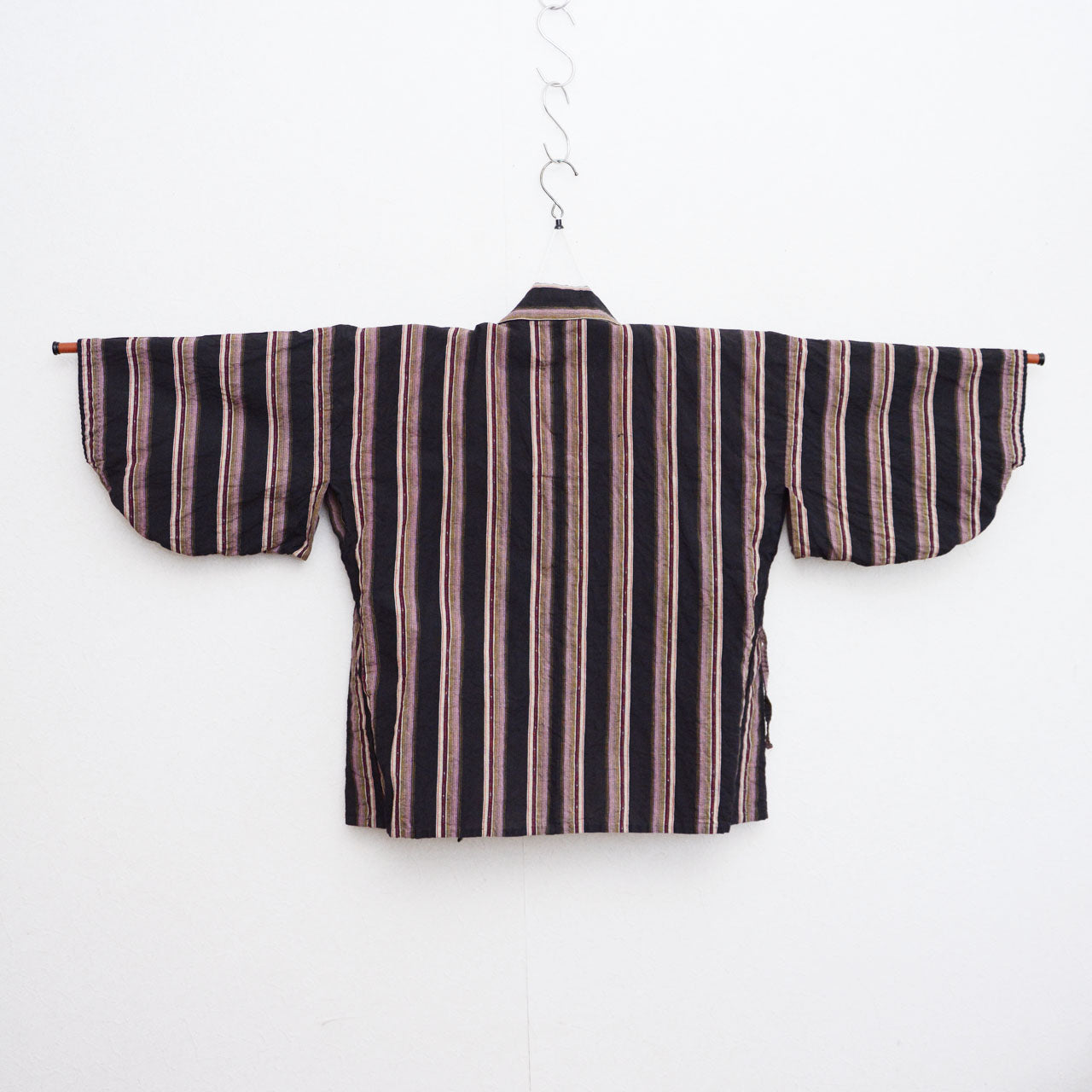 Traditional Japanese noragi garment with striped woven textile