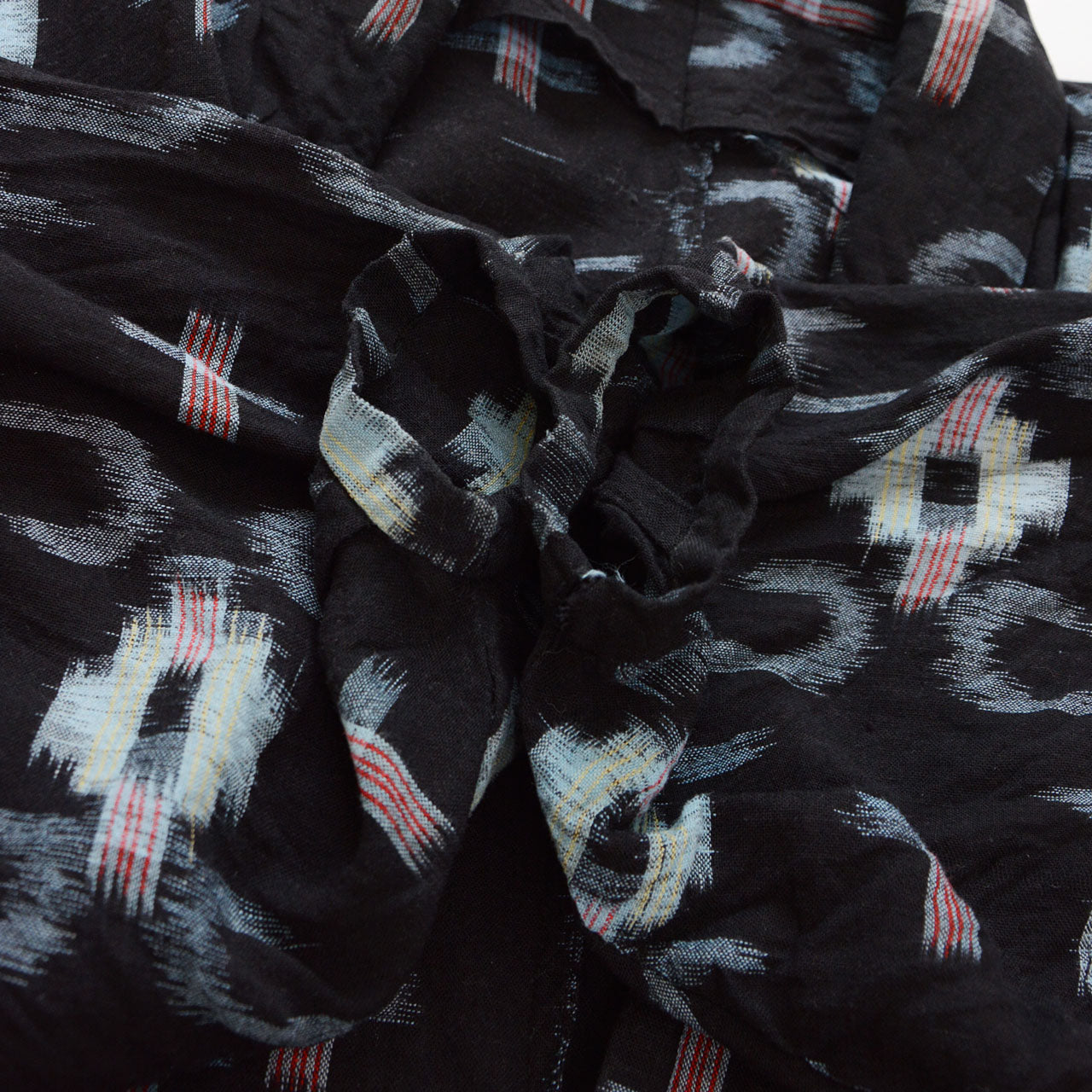Sleeve hem of dark navy kasuri cotton noragi uwappari jacket, Showa era Japan vintage