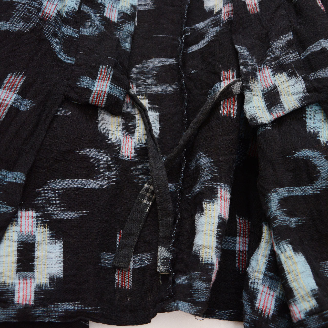 Haori himo tie strings of dark navy kasuri cotton noragi uwappari jacket, Showa era Japan vintage