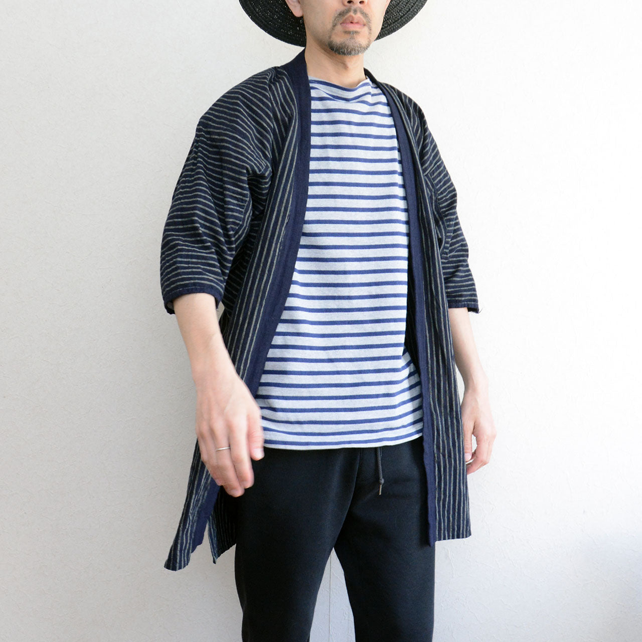 Indigo cotton noragi, Japanese folk textile vintage