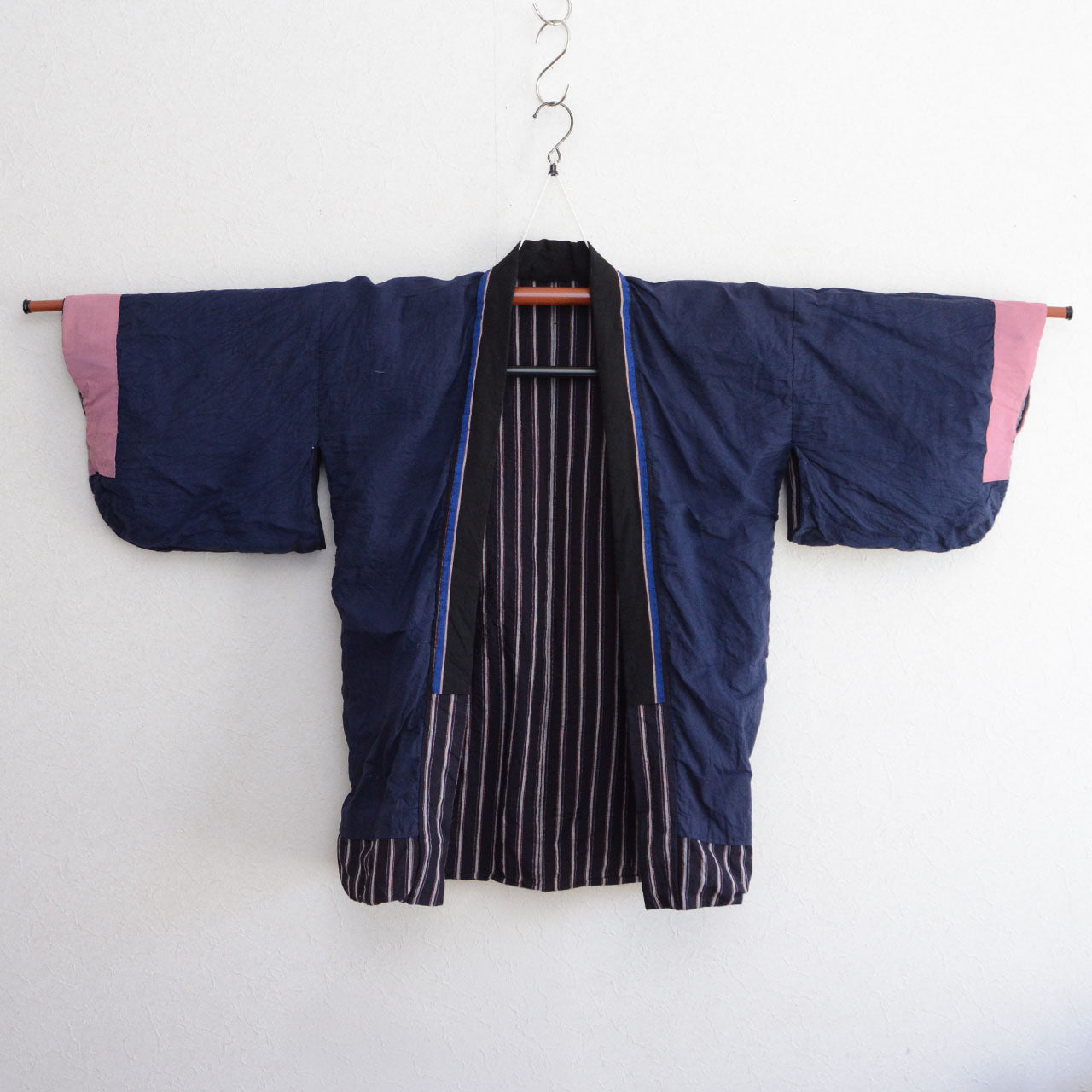 Vintage Japanese Noragi made of cotton with striped textile pattern