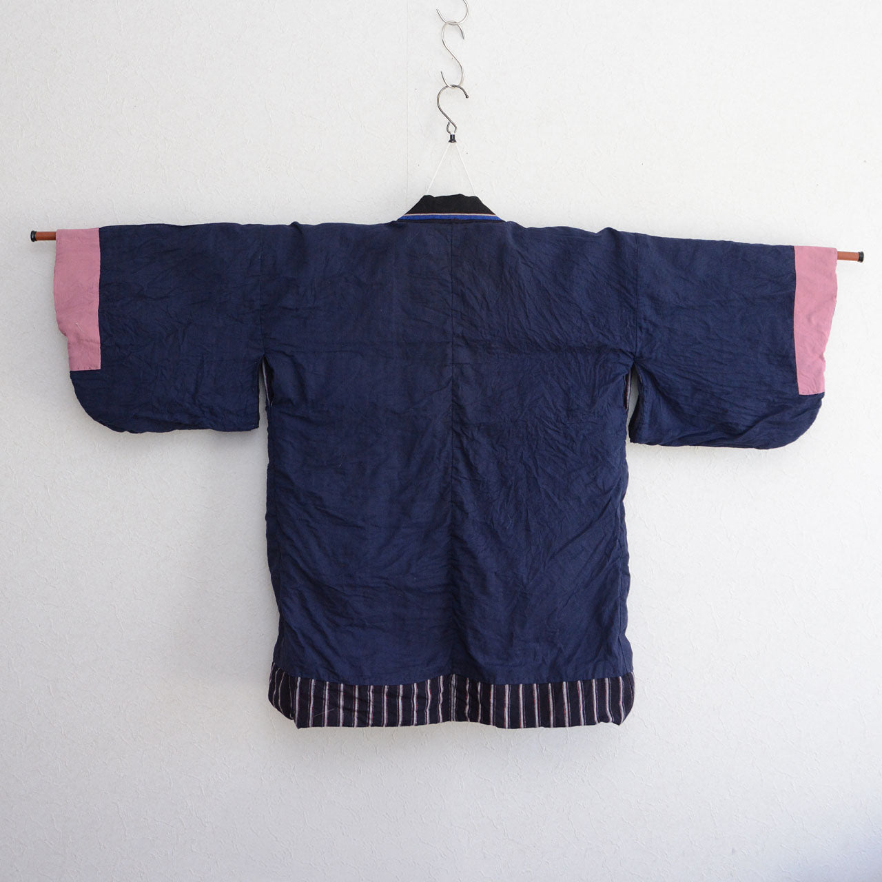 Japanese Noragi work jacket in cotton fabric with striped pattern from the Showa era