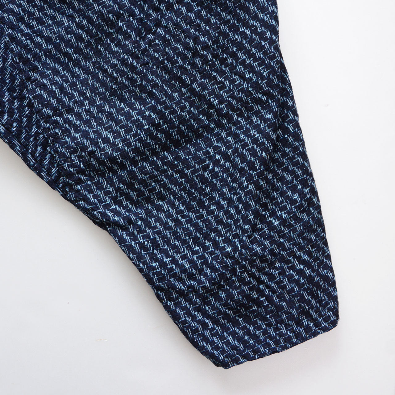 Showa period monpe pants in Japanese indigo kasuri cotton