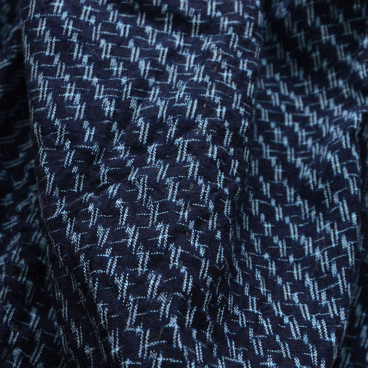 Japanese monpe pants made of vintage indigo kasuri cotton textile