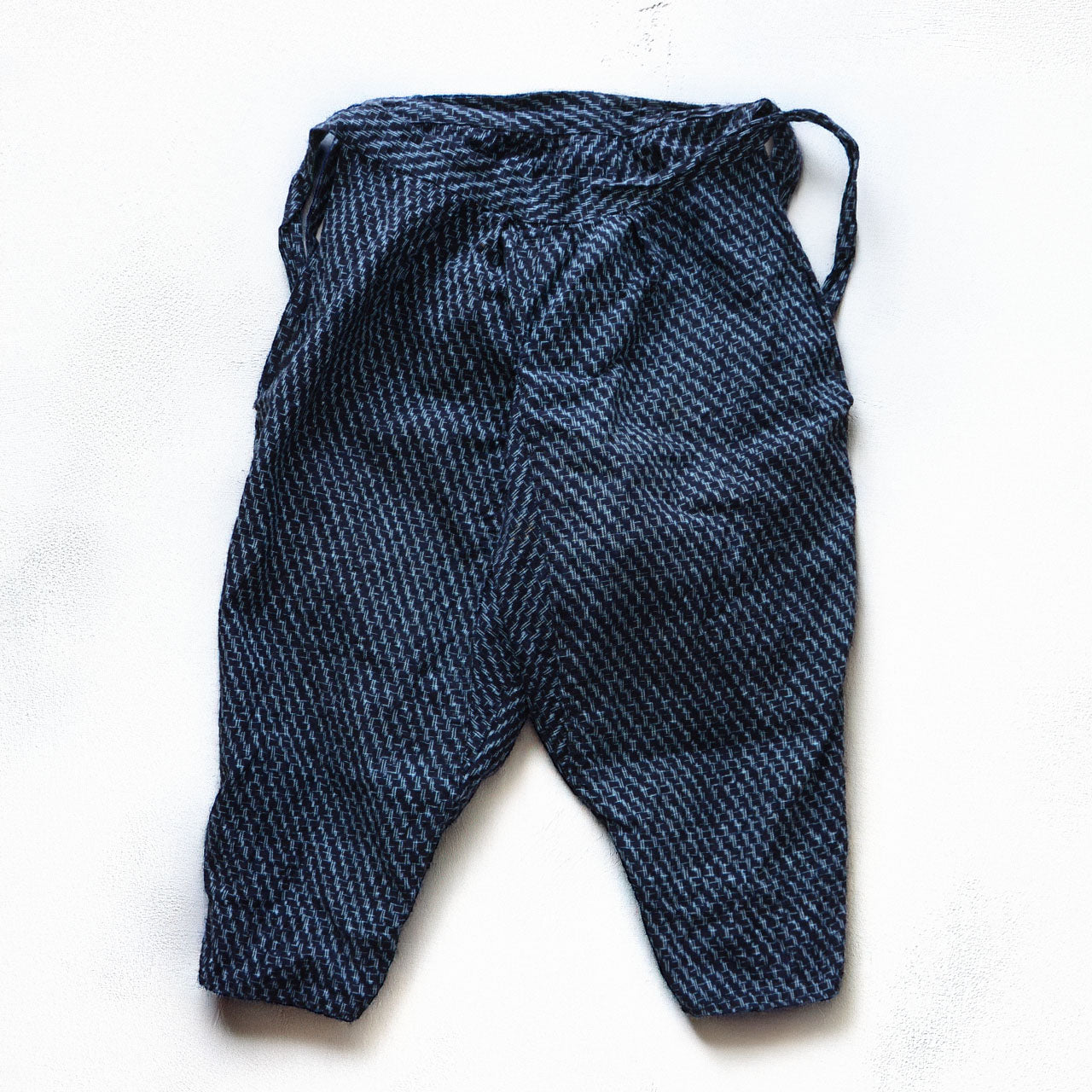 Japan vintage monpe pants in indigo kasuri cotton fabric
