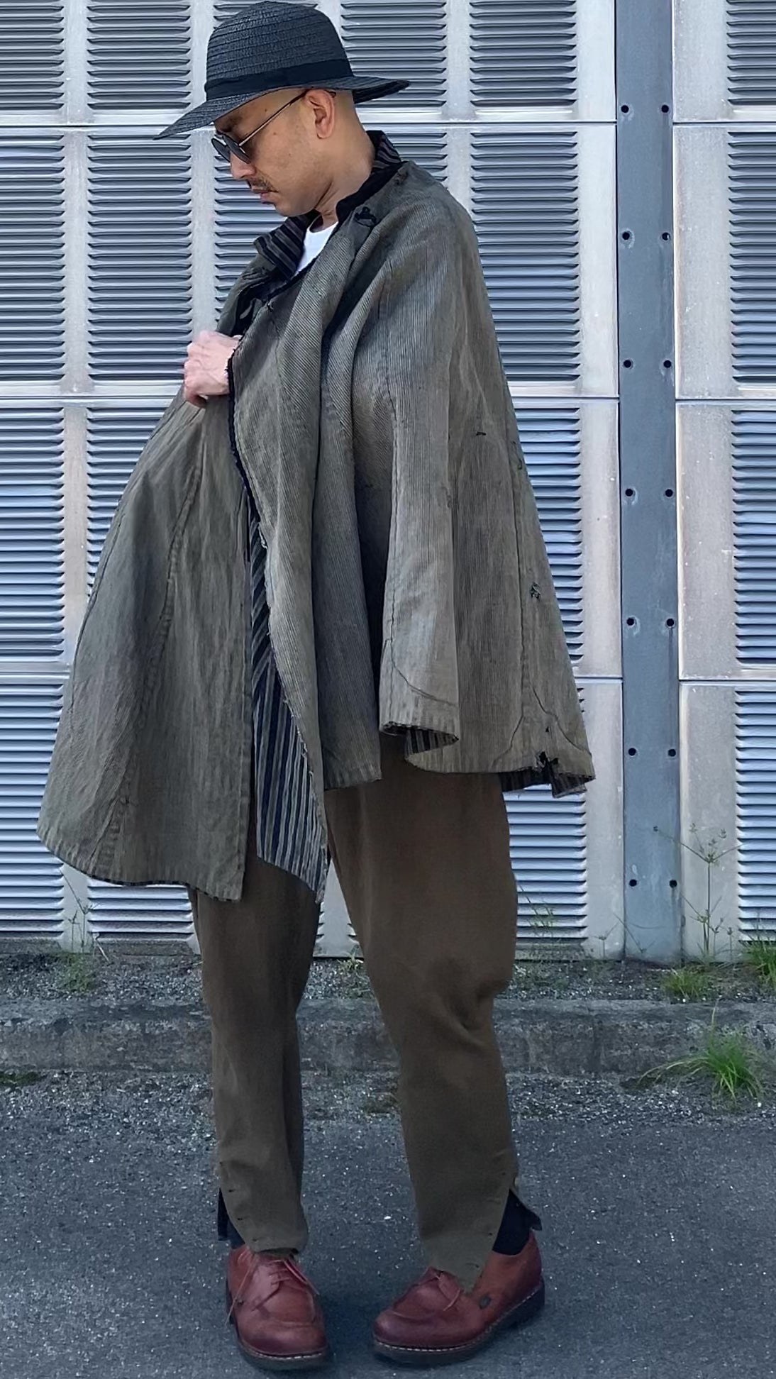 Early 20th century Japanese dōchū-gappa styled with jodhpurs and Paraboots, moving on model