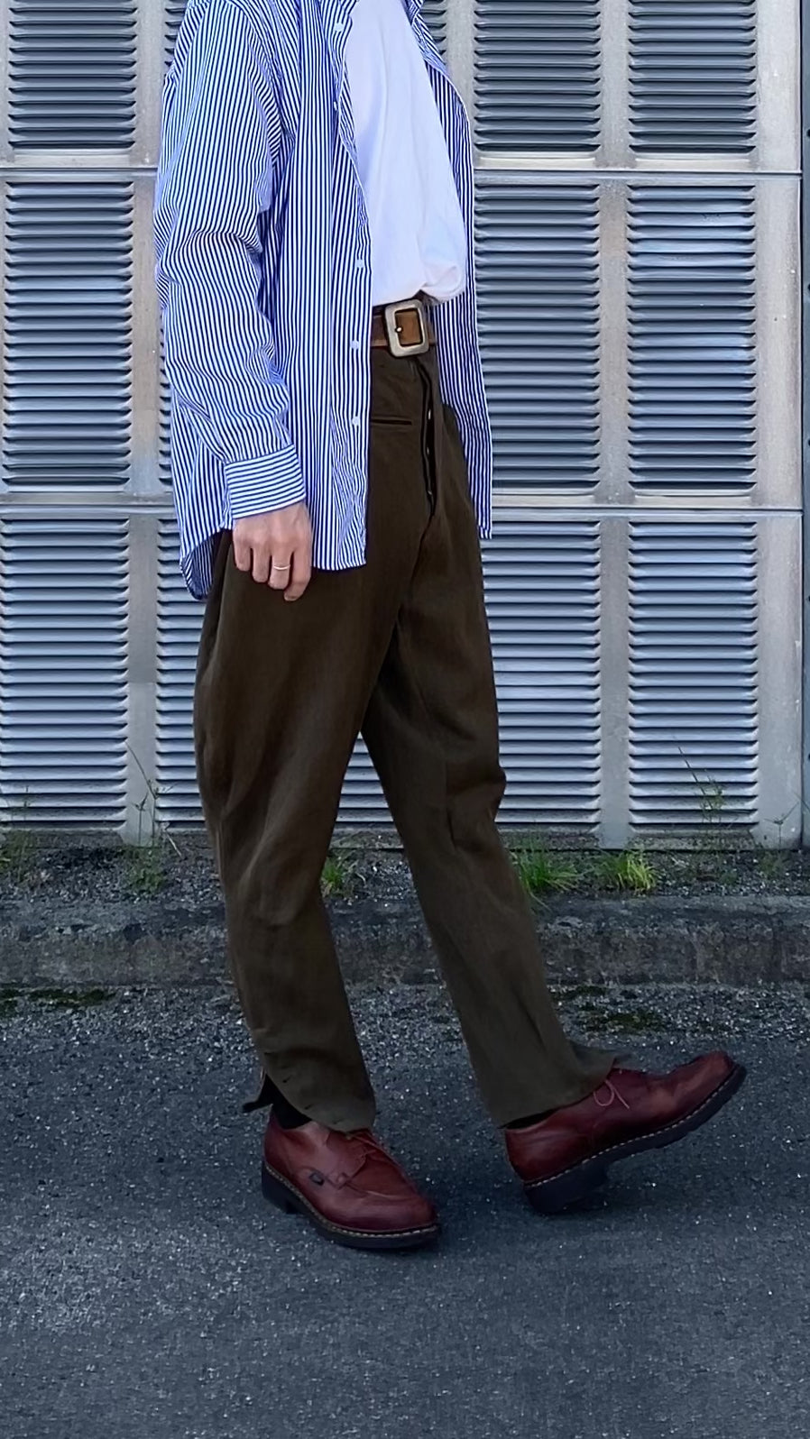 Close-up of rare 1940s tailored jodhpurs showcasing tapered legs and heritage details.