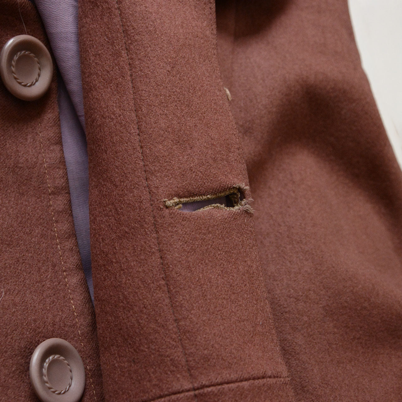 Japanese wool mantle outerwear valued for its material texture and age.