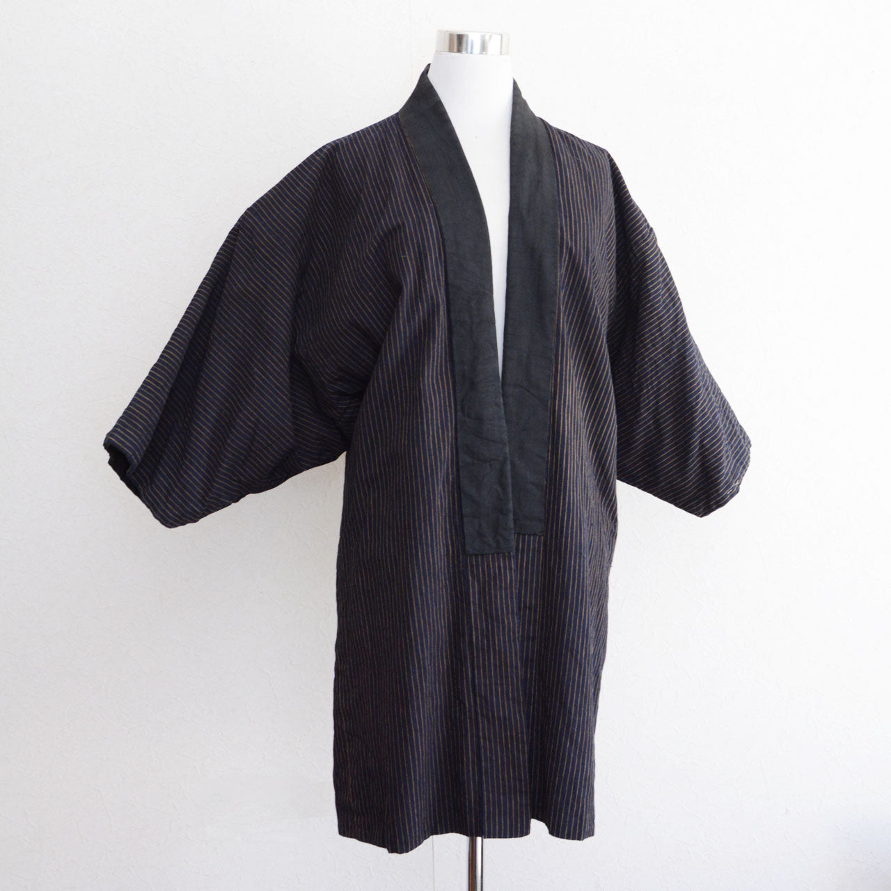 Japanese vintage Noragi jacket striped cotton fabric Showa era