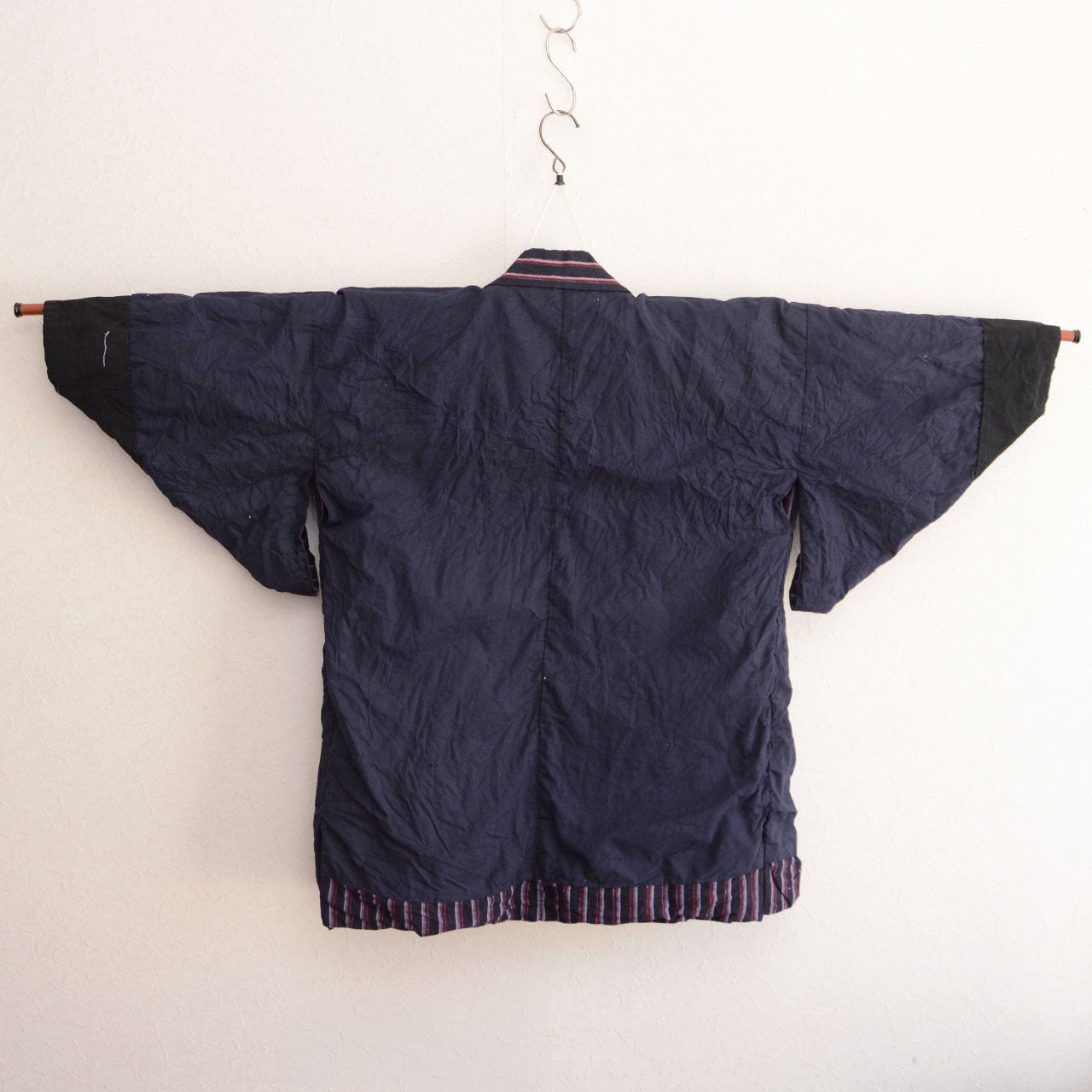 Vintage Japanese Noragi cotton garment with striped fabric surface