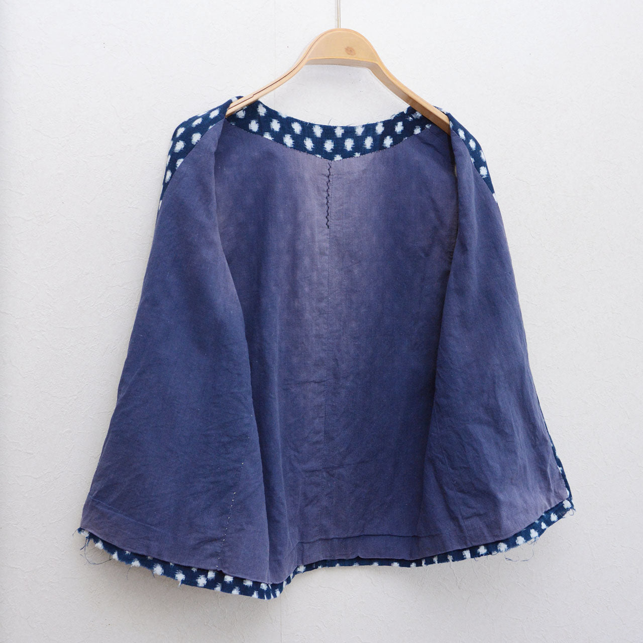 Snow pattern kasuri indigo cotton vest made with Taisho to early Showa Japanese fabric