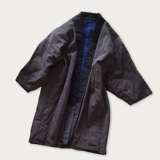 Vintage Japanese noragi jacket with striped cotton fabric
