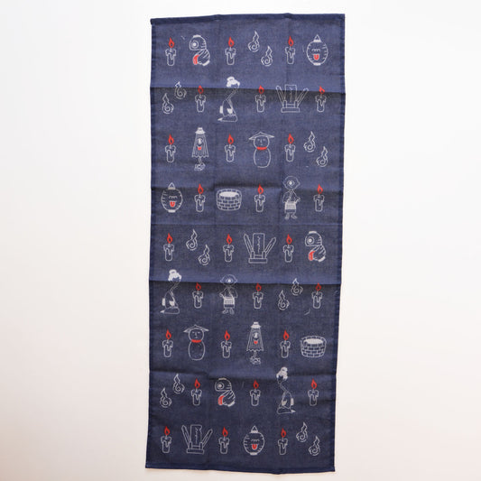 Japanese Tenugui Featuring Cute Yokai Characters