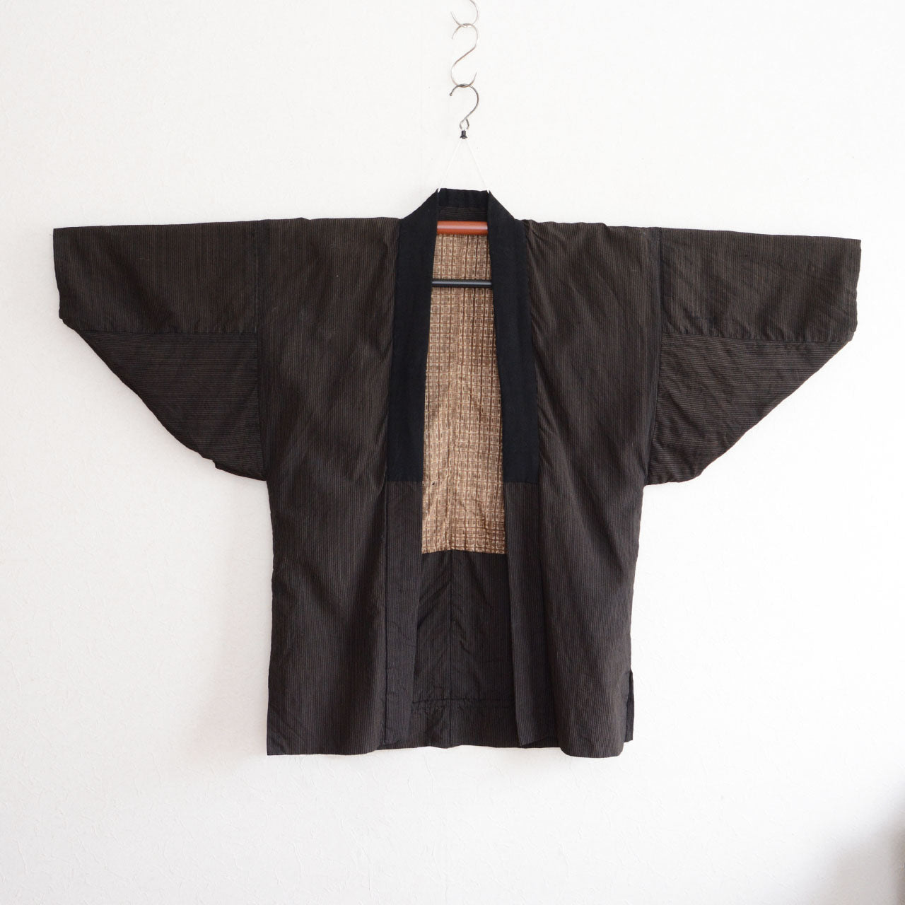 Japanese vintage noragi garment with striped textile