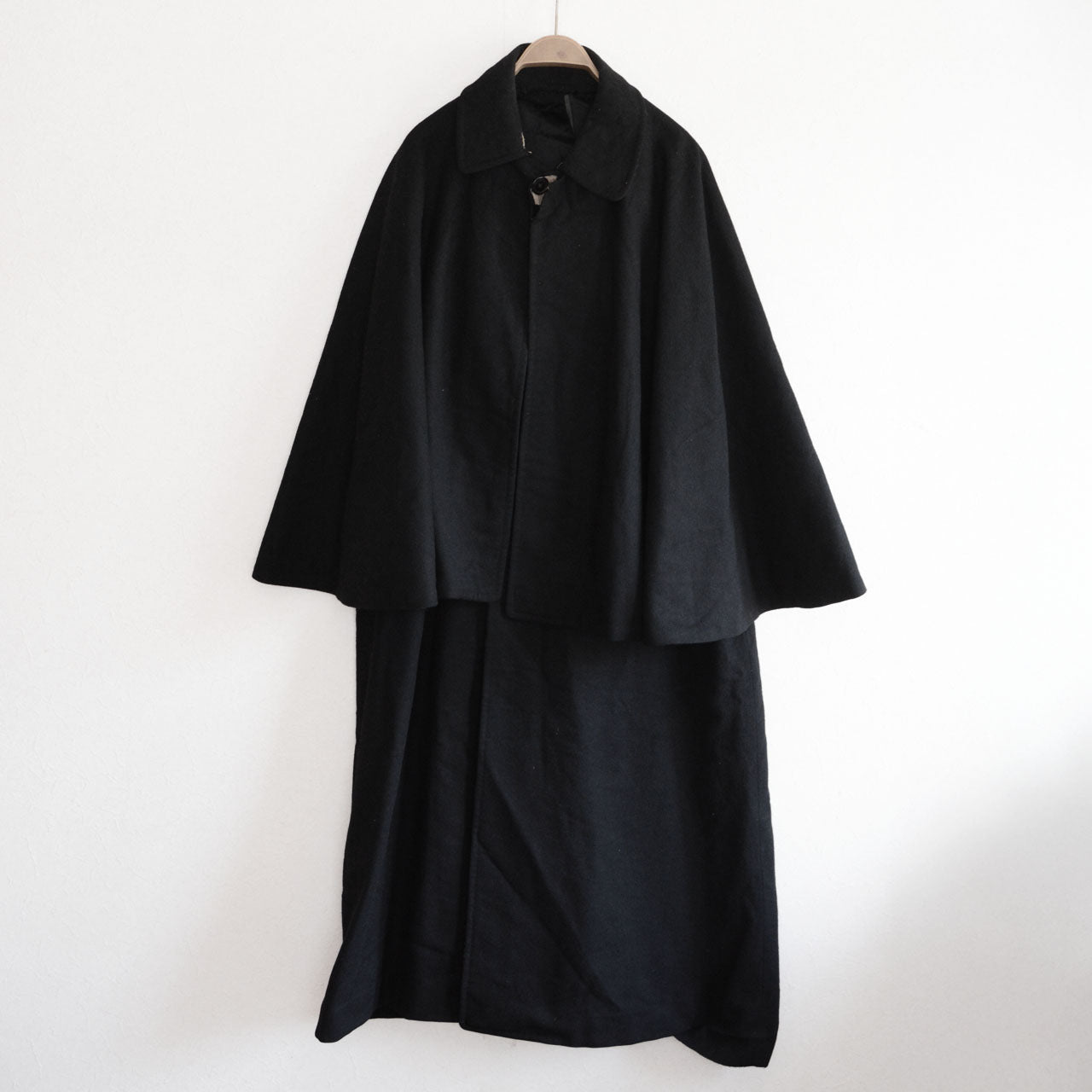 Vintage Japanese wool tonbi mantle coat with flowing cape silhouette