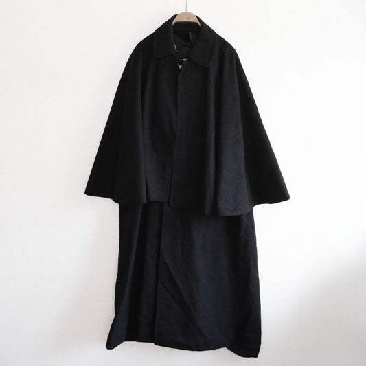Vintage Japanese wool tonbi mantle coat with flowing cape silhouette