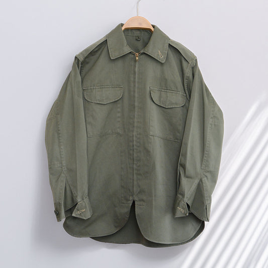 Vintage JGSDF Type 65 zip-up jacket in olive drab – rare Japanese military