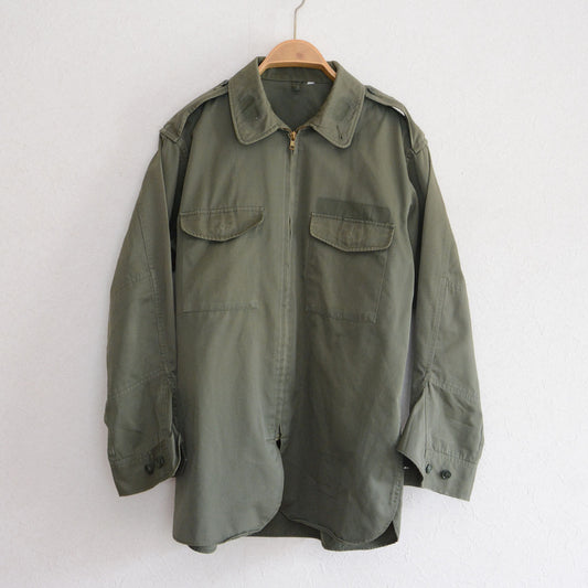 JGSDF Type 65 work jacket, olive drab, cotton-synthetic blend, zip front, flap chest pockets, epaulettes, Japan vintage military, PX item