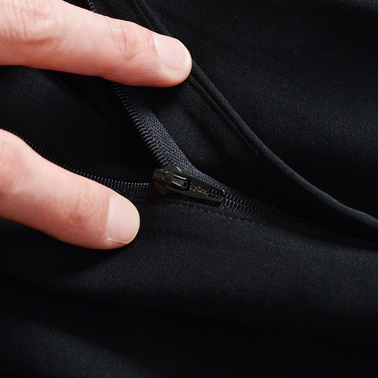 1980s–90s black wool slacks, unused, Japanese-made