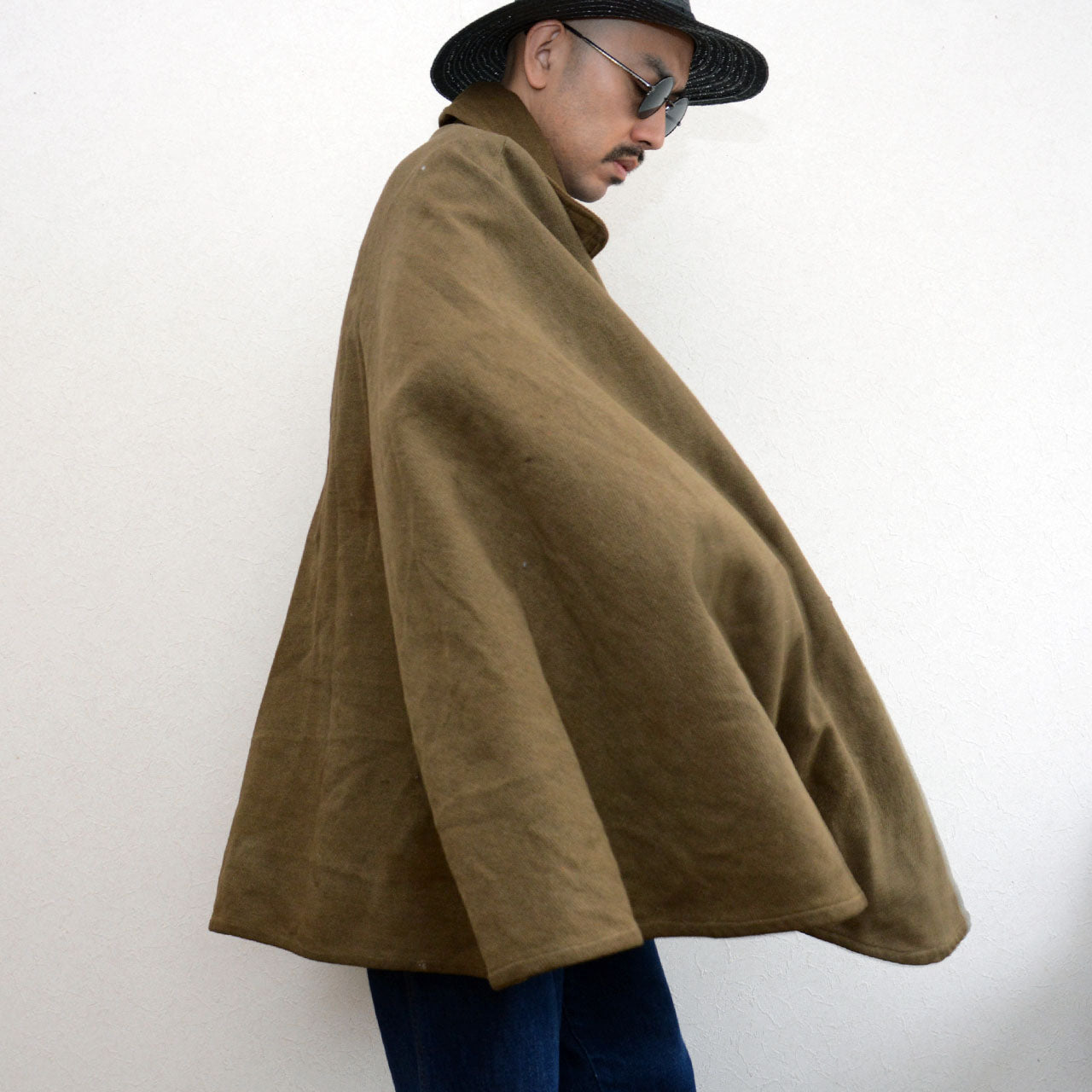 Vintage 1940s Japanese wool mantle – Olive Drab