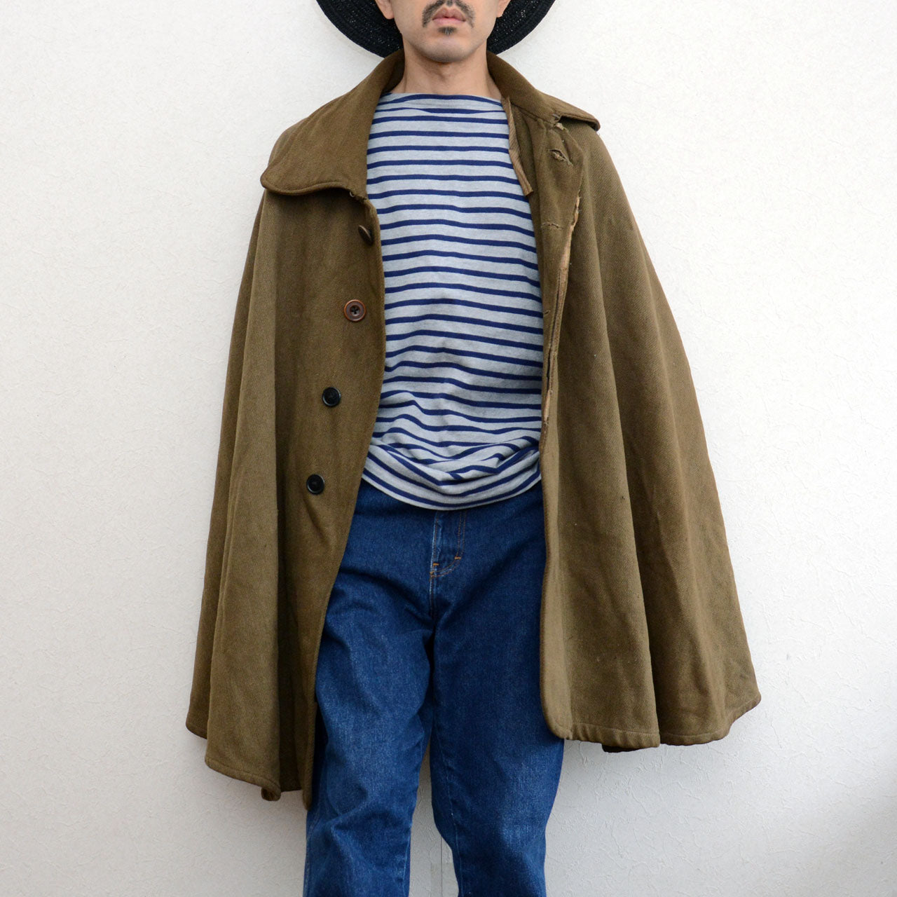 Unique Japanese vintage wool cloak, fashion accent