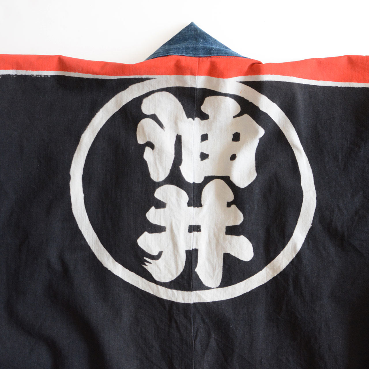Worn cotton texture on authentic Japanese firefighter coat