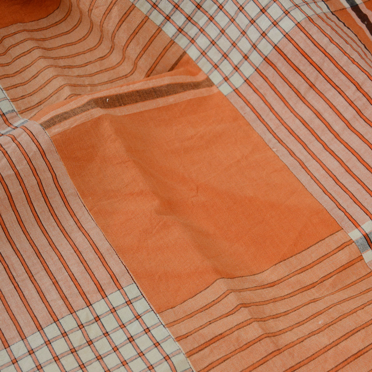 Orange plaid vintage Japanese futon cover fabric