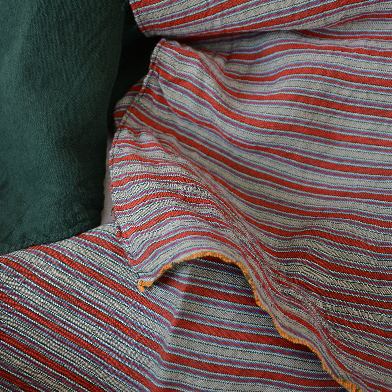 Two-tone green and striped furoshiki, ideal for remakes and handmade projects