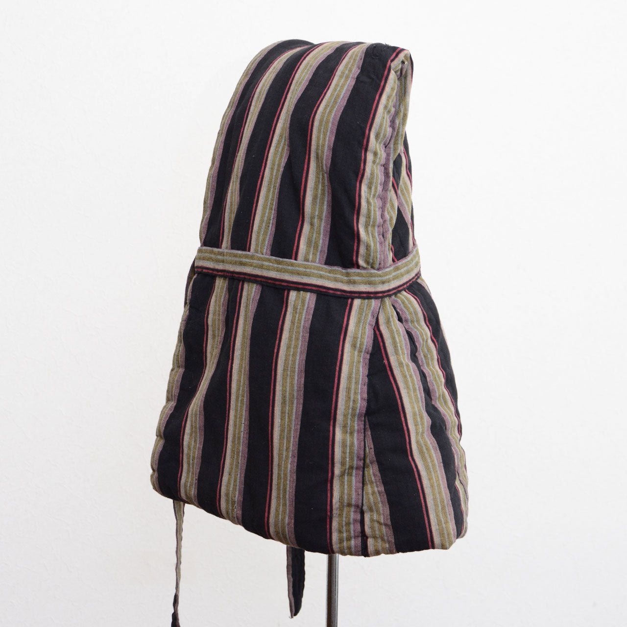 Vintage handmade Japanese air-raid hood covering head and shoulders
