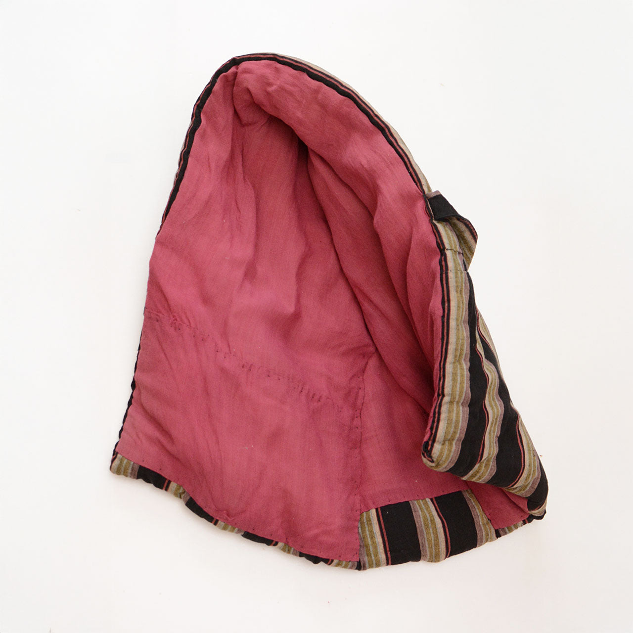 Striped cotton wartime Japanese hood with thick padding