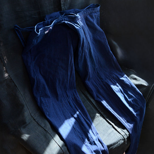 Vintage Japanese indigo cotton work pants from mid-Showa era