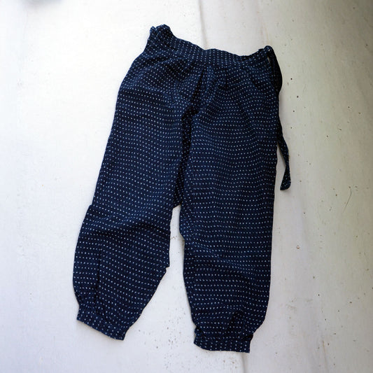 Vintage Japanese indigo Kasuri Monpe pants Noragi workwear