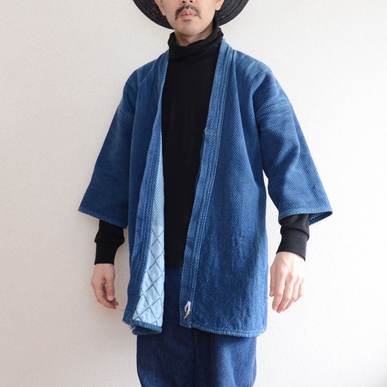 Double Layer Kendo Gi Jacket Indigo Cotton Sashiko Japan Vintage