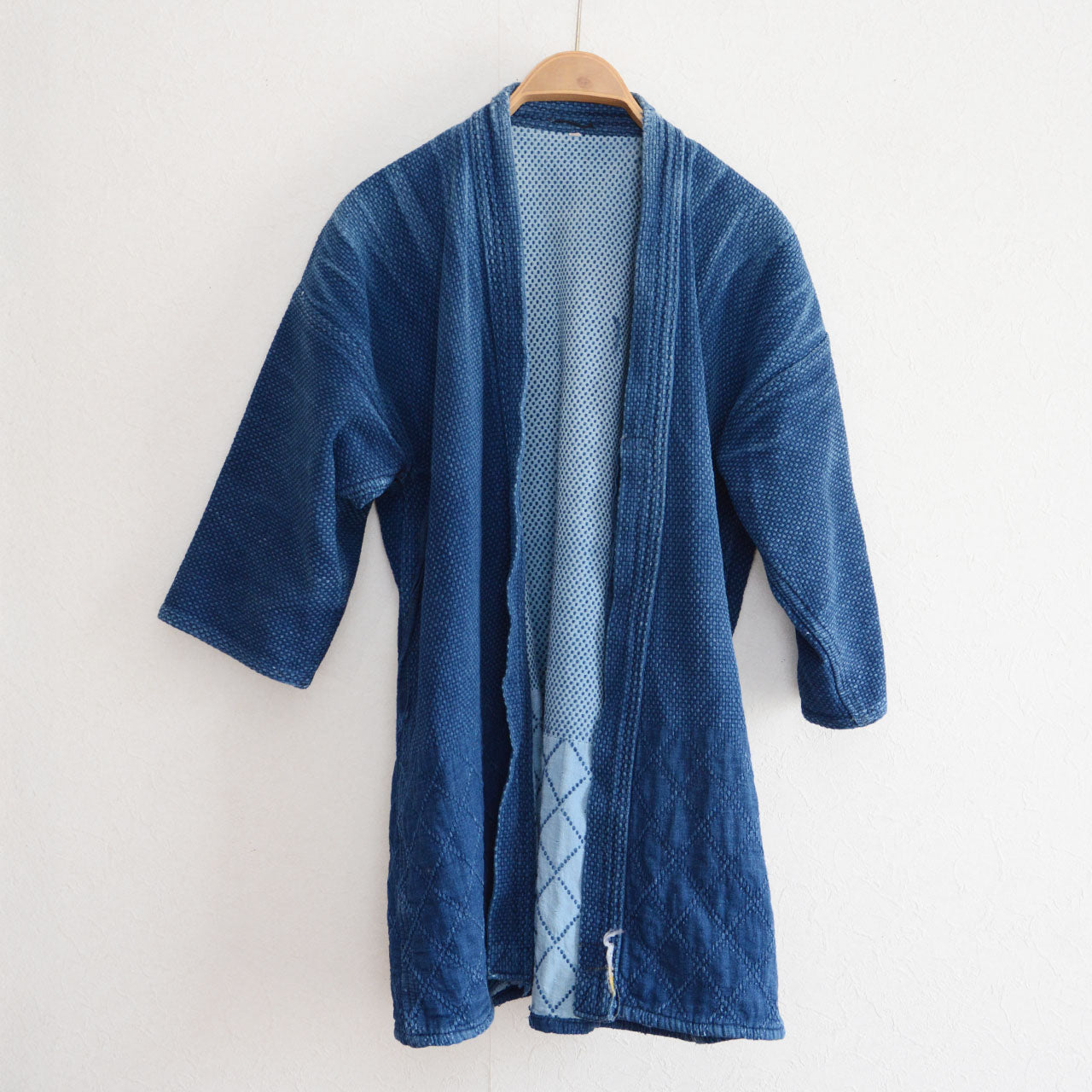 Japanese vintage kendo gi uwagi with deep indigo color and natural fading