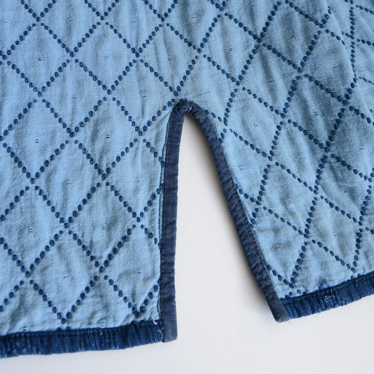 Double-layer kendo uwagi showing indigo depth on both sides of fabric