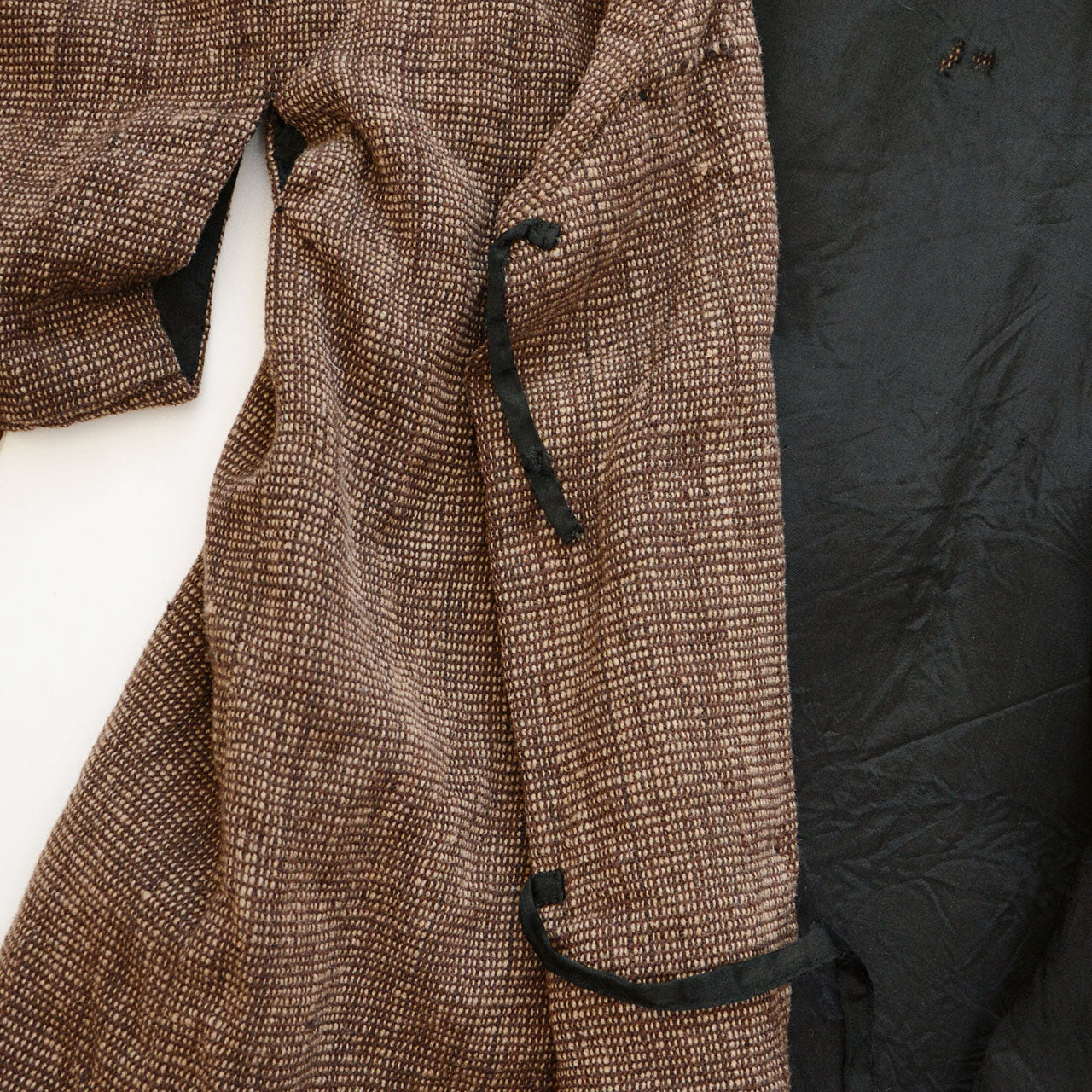 Japanese wool coat with traditional kimono features