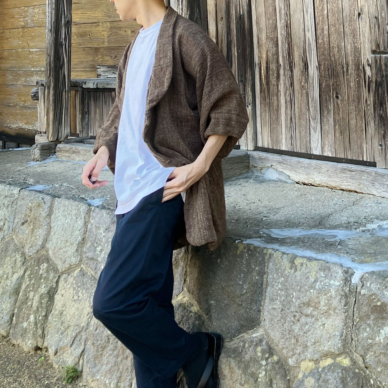 Classic unisex vintage kimono wool coat